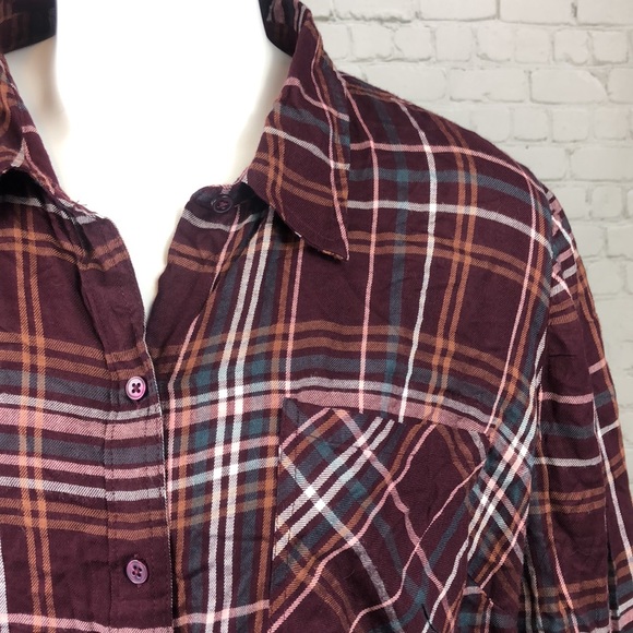 Style & Co Burgundy Plaid Utility Shirt Plus Sz 3X - Picture 6 of 6